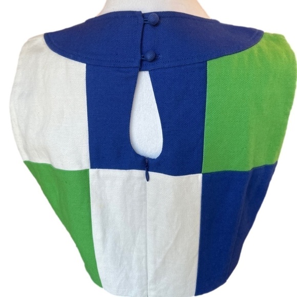 Vineyard Vines Color Block Green Blue White Sleeveless Dress Size 8 - Picture 5 of 13